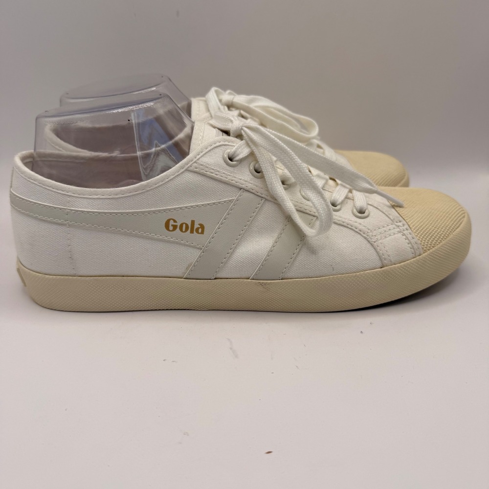 Gola Coaster Womens Off White Canvas Low Top Sneakers Trainers Cream Size 10